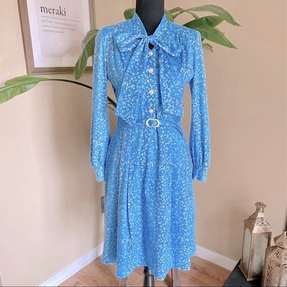 Vintage Blue Secretary Dress